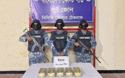 টেকনাফে কোস্ট গার্ডের অভিযানে ধানক্ষেতে মিলল ৫০হাজার ইয়াবা