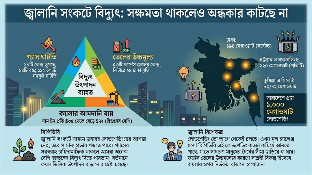 গ্যাসের ঘাটতি তেলের আগুন, লোডশেডিংয়ের ছায়া গ্রাম ছাড়িয়ে শহরে